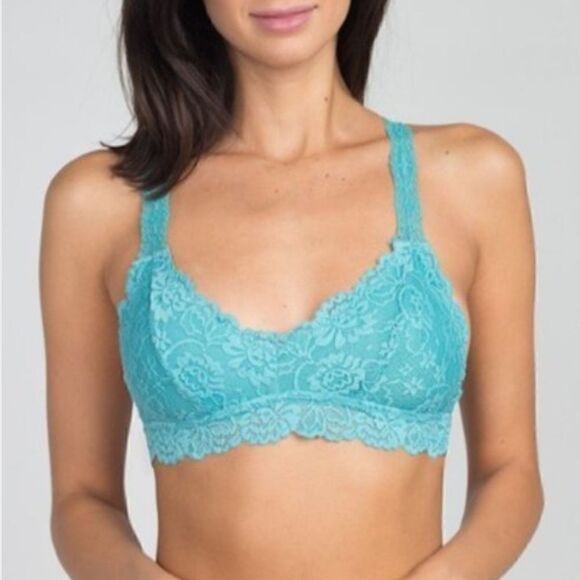 Lace Racer Back Bralette Blue S/M - Picture 1 of 7